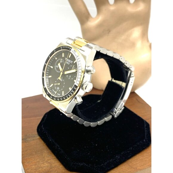 Tissot Men’s Watch Swiss Quartz Chronograph Black Dial Two Tone T1494172205100 - Picture 2 of 15